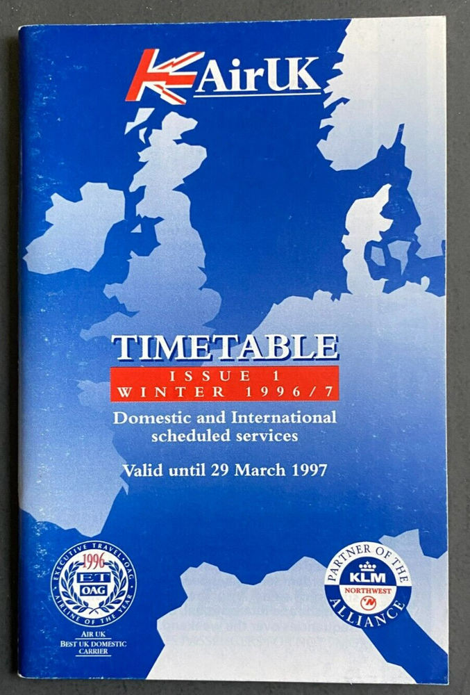 AirUK Timetable Effective Winter 1996/1997