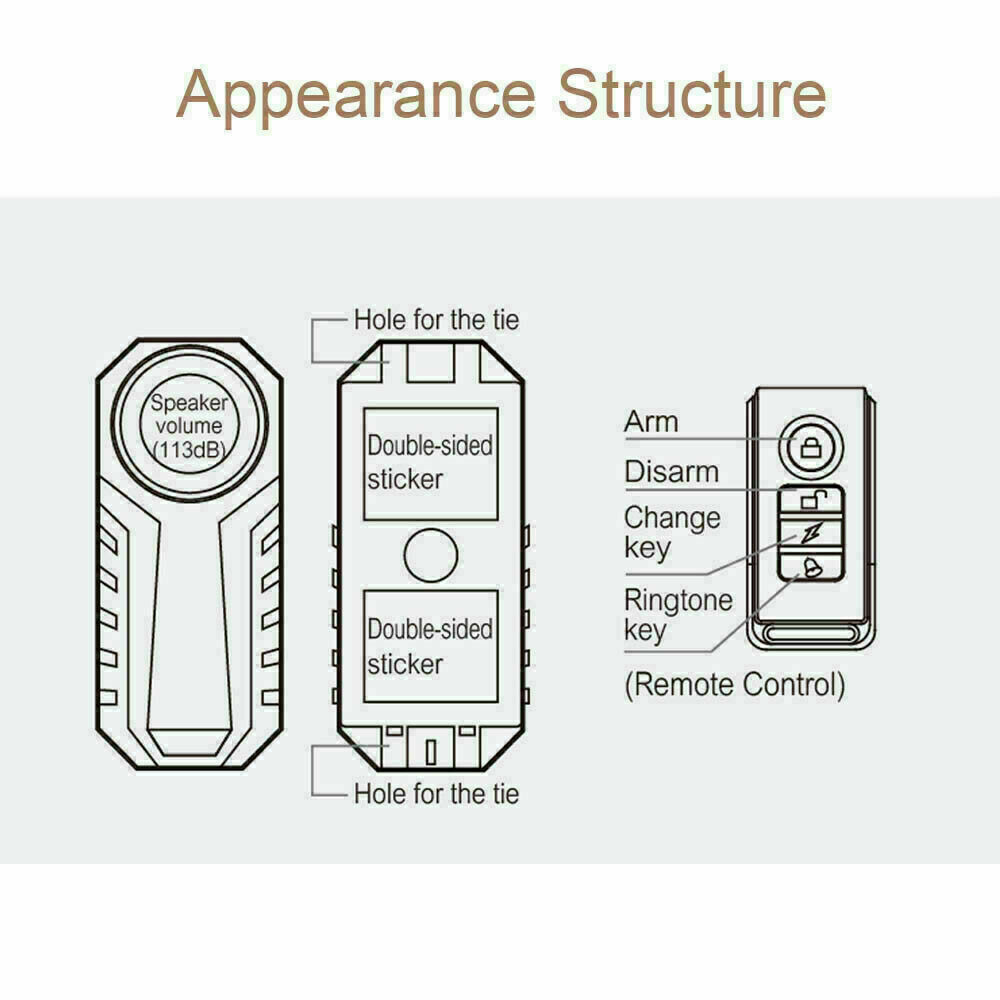 Mobility Scooter Security Alarm with Remote 113db Loud Vibration Sensing System