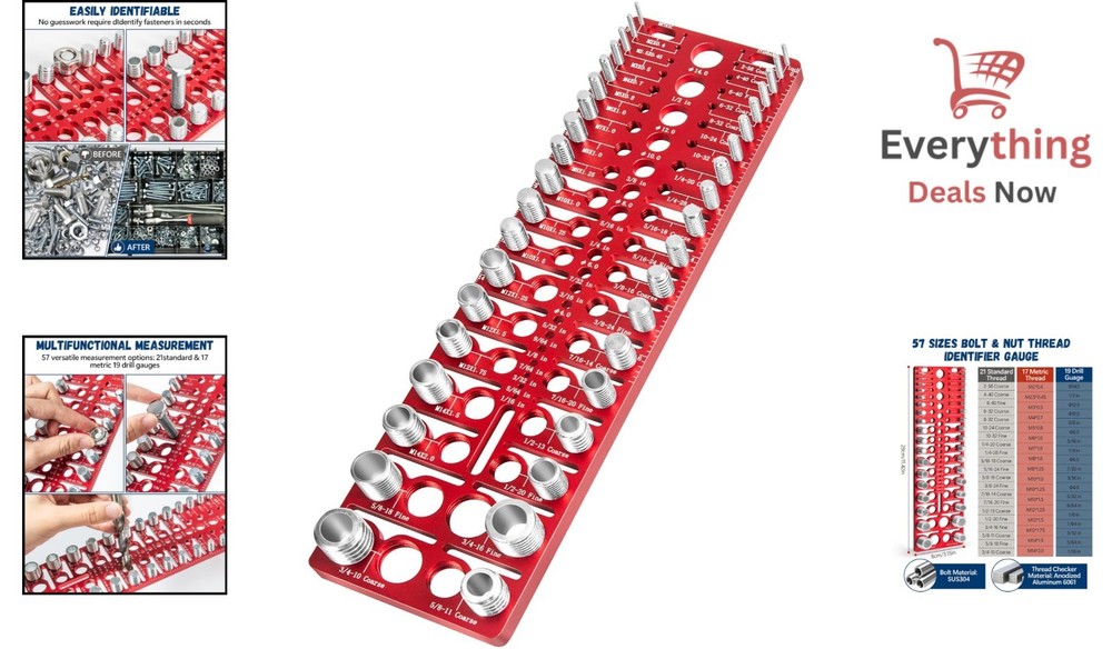 57 Nut & Bolt Thread Checker Standard Metric Identifier Gauge & Drill Bit Sizes