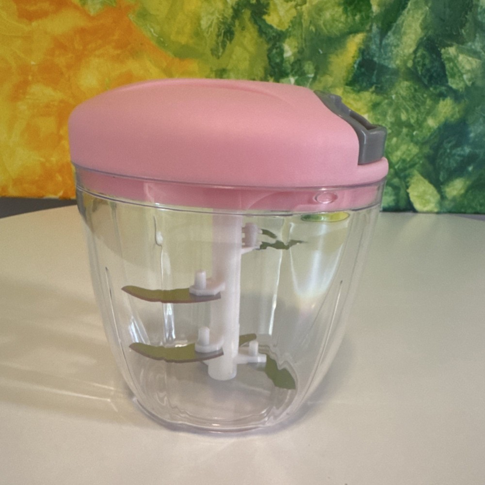 Pull Function Portable Food Chopper with Bowl, Lid, 5 Blades Dishwasher Safe