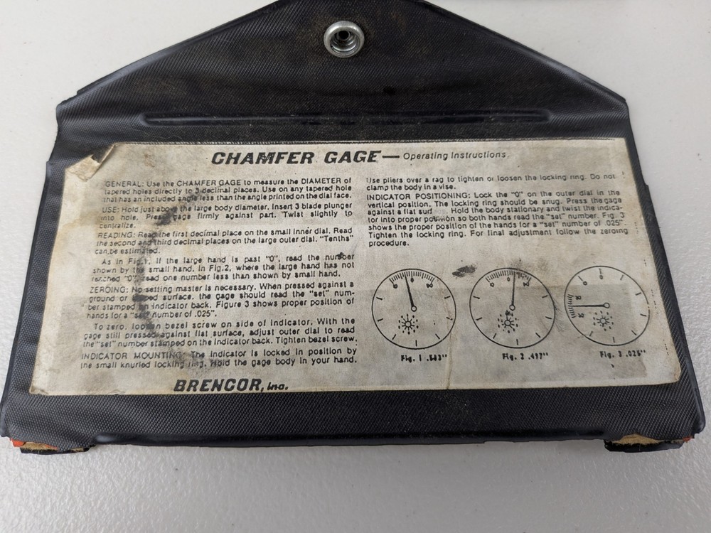 Brencor Chamfer Chek Check 1090 Measuring Gage Dial Indicator