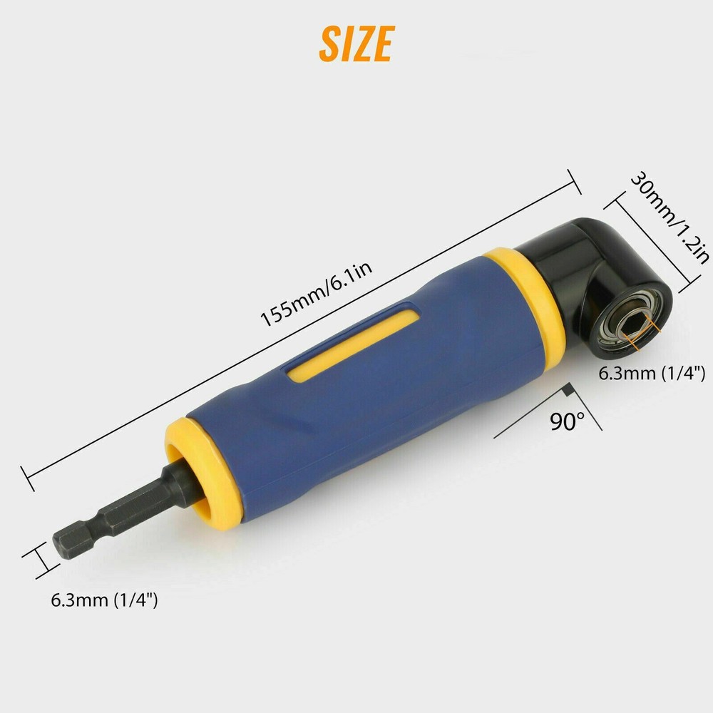 90 Degree Right Angle Extension Screwdriver Socket Adapter Drill Attachment Tool