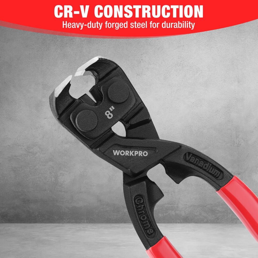 WORKPRO Nail Puller Pliers 8 Inch Durable CR-V Steel for Pulling Cutting Nails