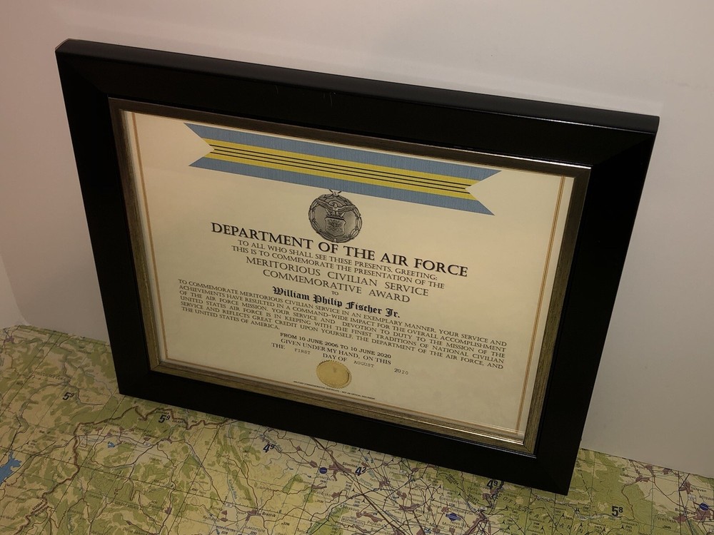 USAF MERITORIOUS CIVILIAN SERVICE COMMEMORATIVE AWARD CERTIFICATE Type-1