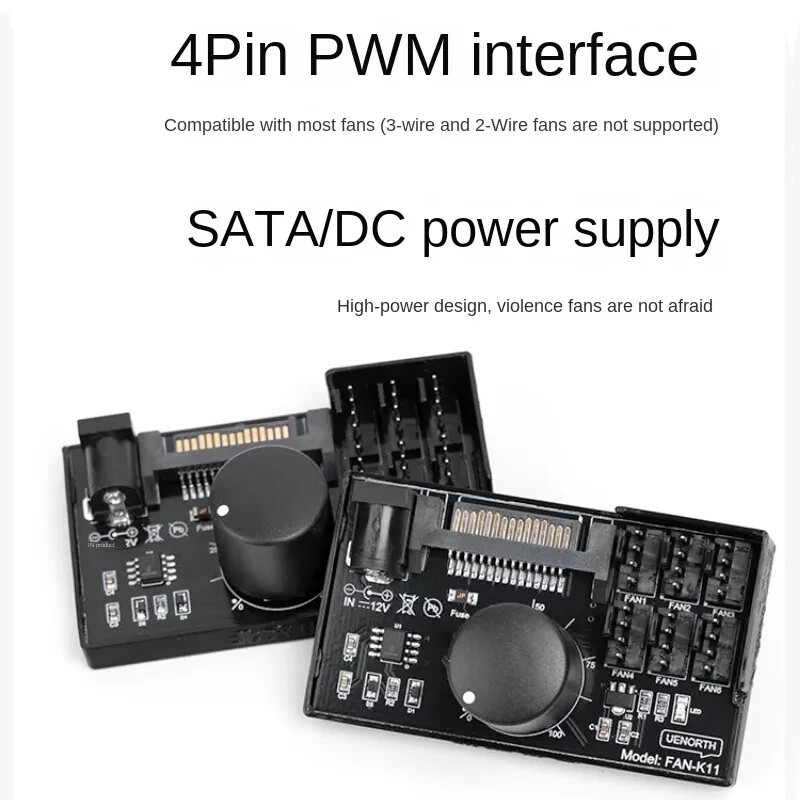 Computer Fan Speed Controller High Power Hub Sata Power PWM Speed Controller
