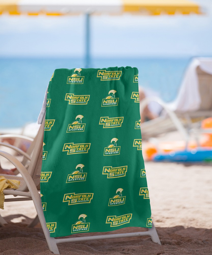 Norfolk State University Beach Towel/Bath Towel, 30"x60" Logo Pattern