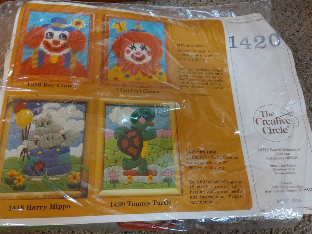  Creative Circle Kit #1420 Tommy Turtle Skateboard Fun Needlepoint Longstitch 