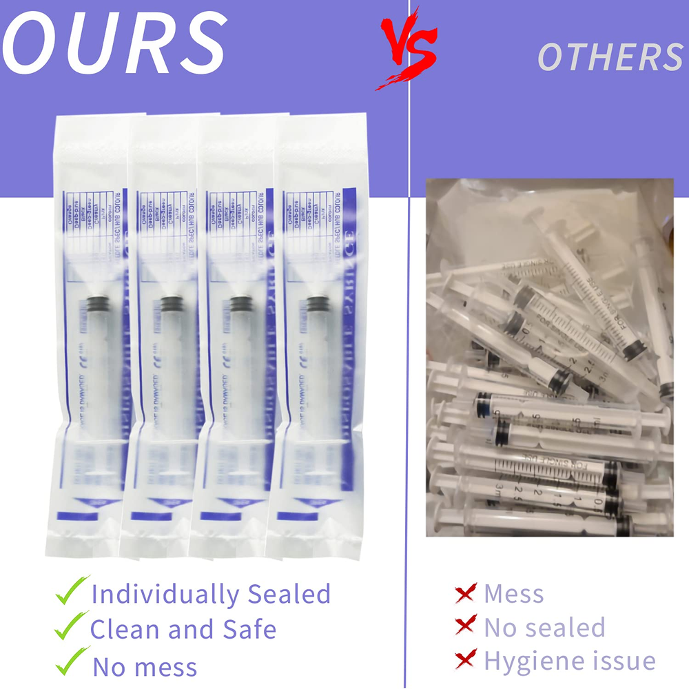 10 Pack 10Ml/Cc Plastic Syringe Liquid Measuring Syringe Tools Individually Seal
