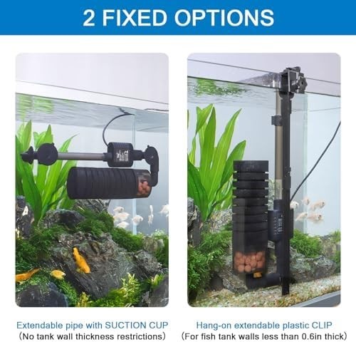 hygger USB Single Sponge Filter, Small Aquarium Filter with Adjustable Hangin