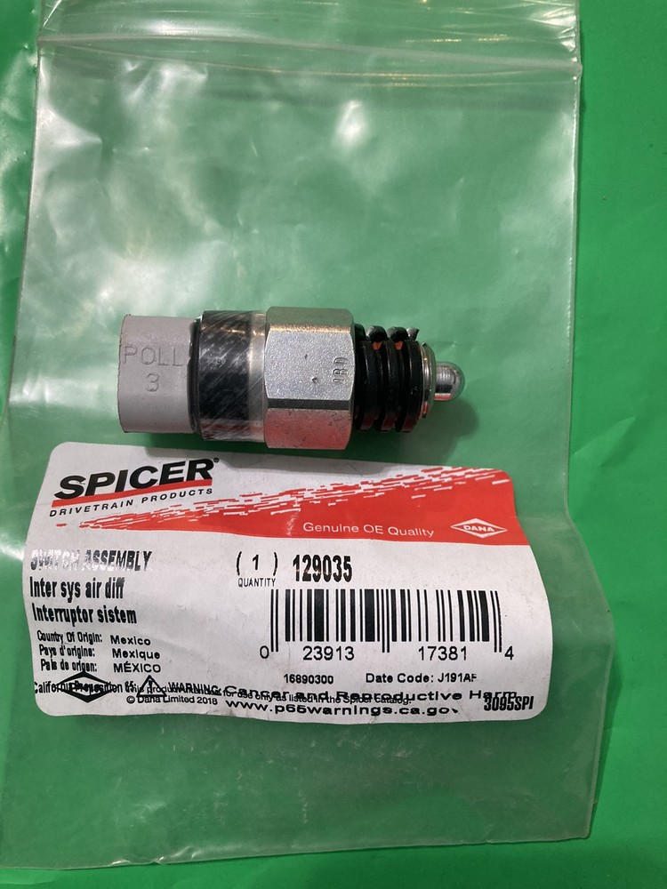 GENUINE SPICER DIFFERENTIAL AIR SYSTEM SWITCH 129035 NEW OEM