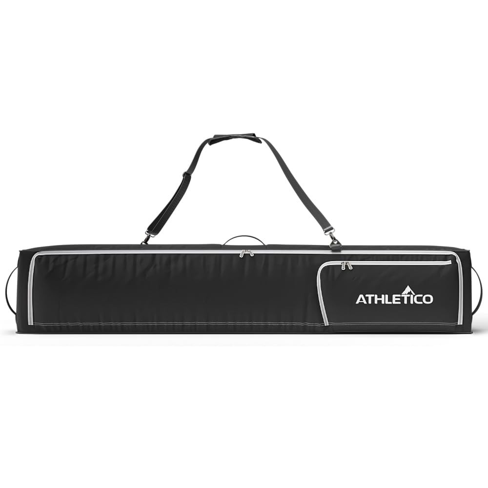 Athletico Rolling Double Ski Bag - Padded with Wheels One Size, Black