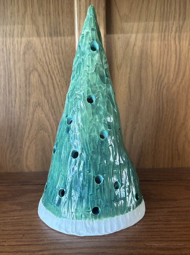 Christmas Tree Luminary Handmade Studio Pottery Textured Finish