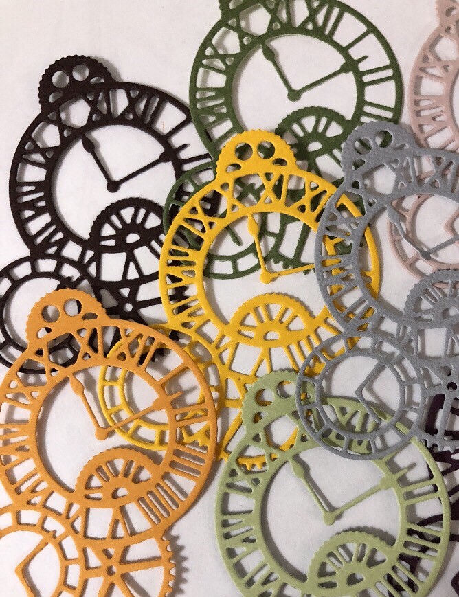 CLOCK GEARS Die-Cuts(6pc)Steampunk •Cogs•Sprocket•Earthtone•Machine •Antique