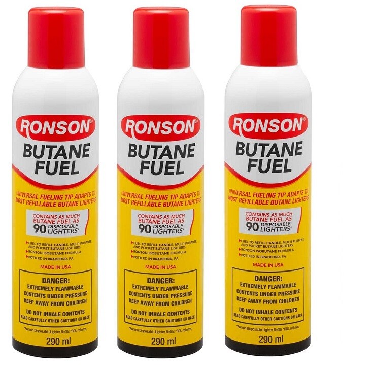 Ronson Lighter Butane Fuel  3 pack 290ML 165GM