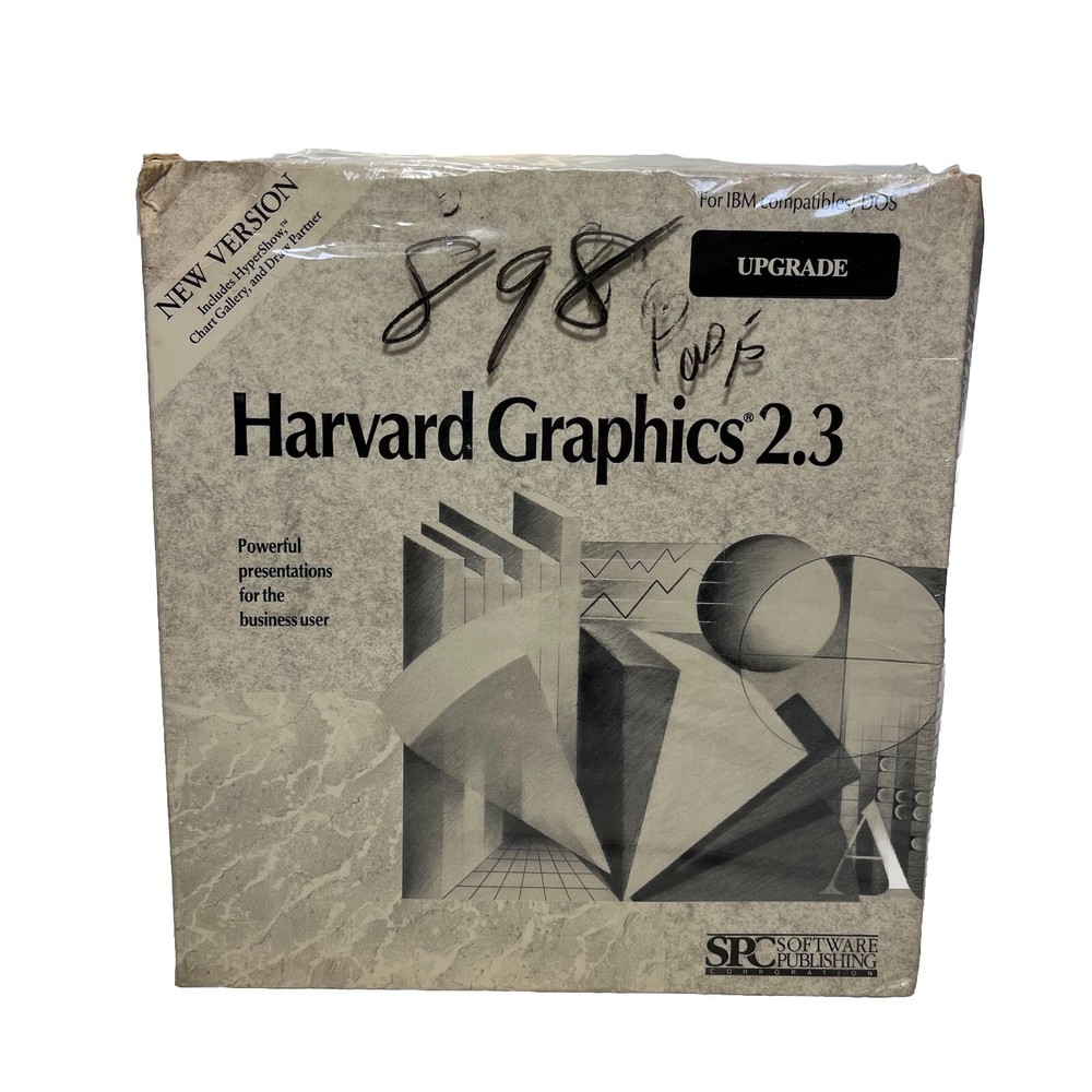 Vintage Harvard Graphics 2.3 Software IBM DOS 3.5” Disk Graphs Charts New Sealed