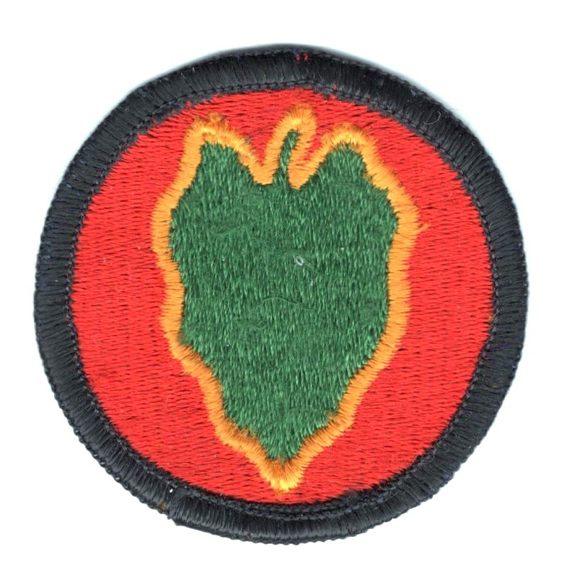 Army Patch: 24th Infantry Division, merrowed edge, AG border