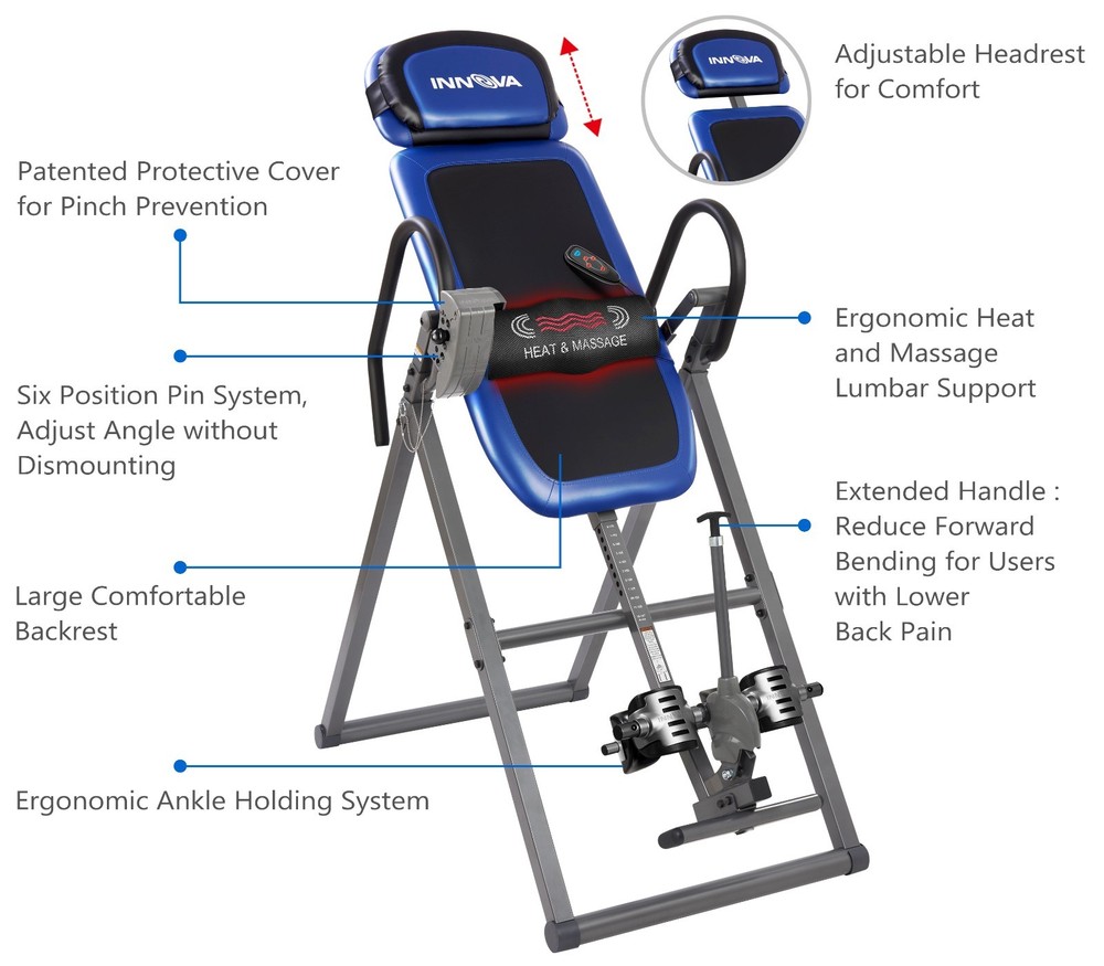 ITM4800 Back Inversion Table with Adjustable Heat & Massage – Pain Relief