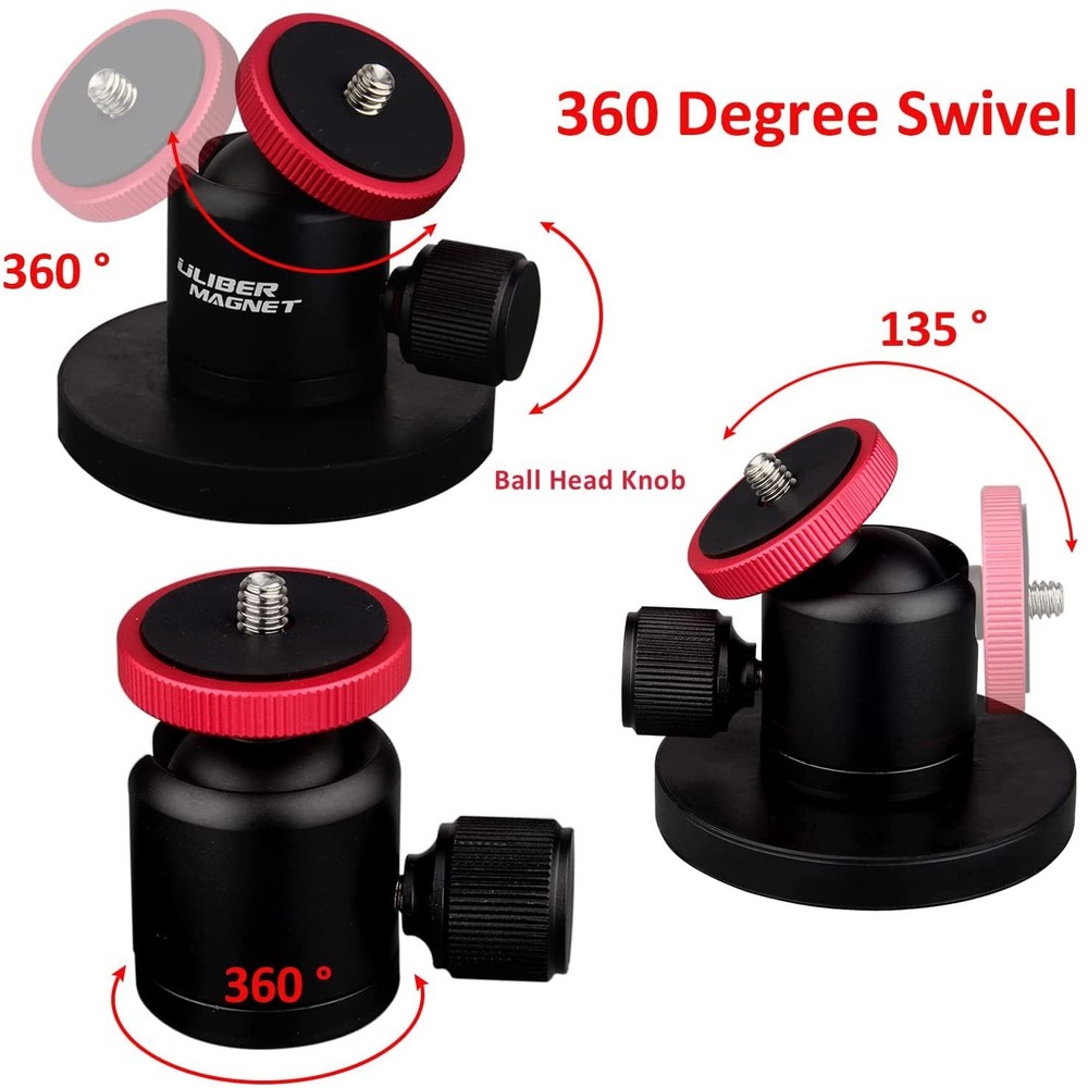 ULIBERMAGNET 60lb Magnetic Camera 2.59INCH Mounts, black