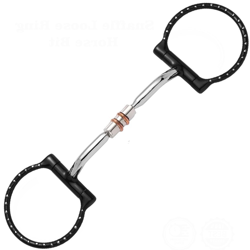 Western Horse D Ring Snaffle Bit Copper Roller Mouth Equestrian Training Bit