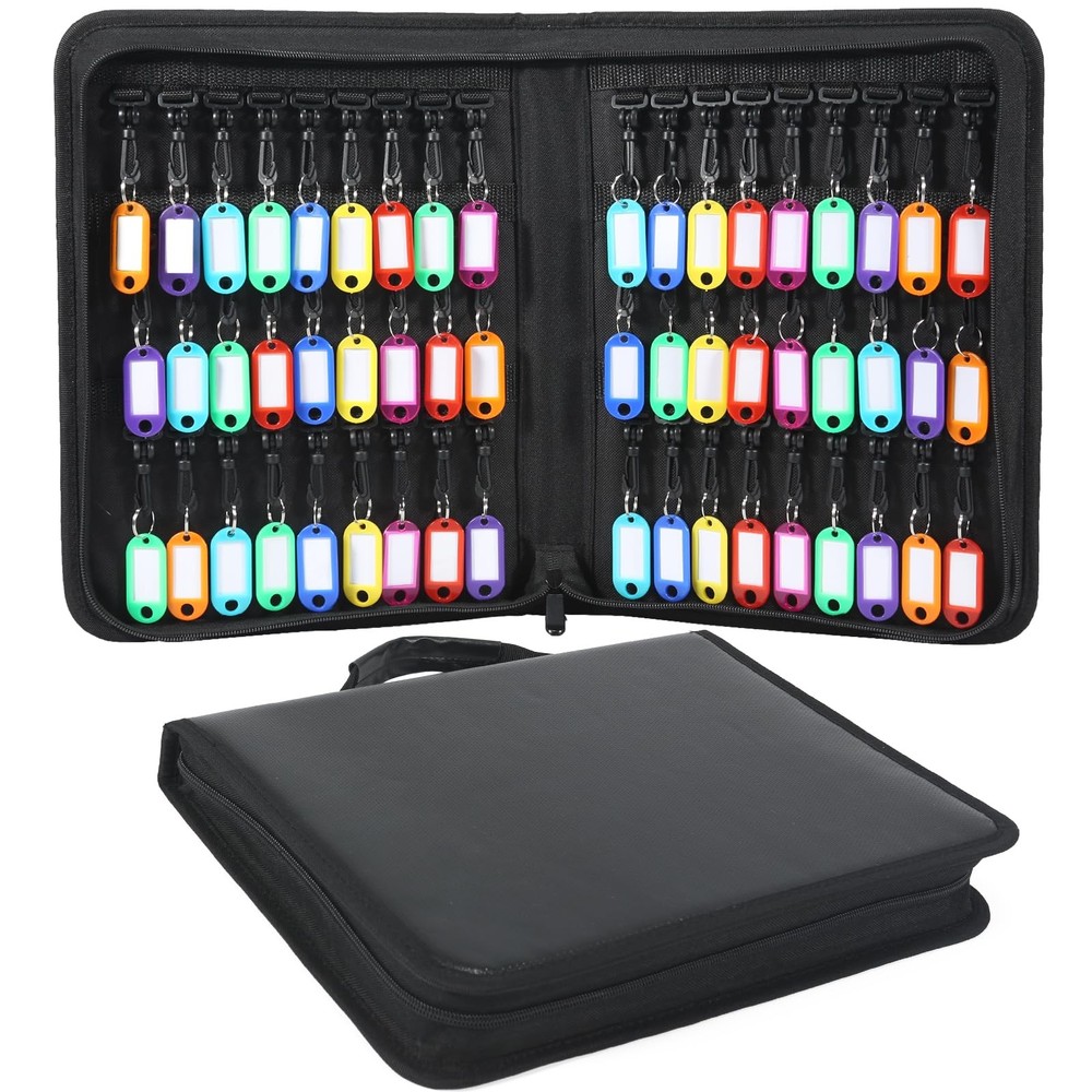 Zippered Key Case, Portable Key Organizer with Handle, Waterproof & Fireproof...