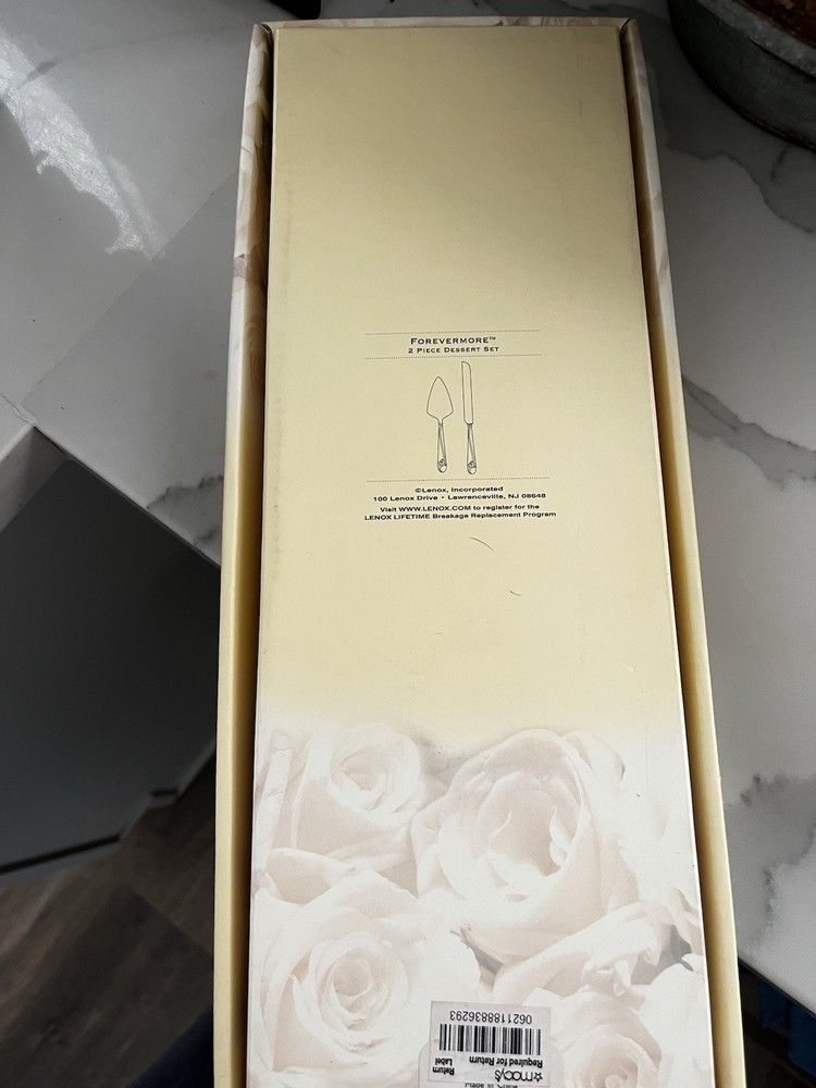 Lenox Forevermore 2 Pc. Dessert Set Cake Server Knife Silverplate In Box Wedding