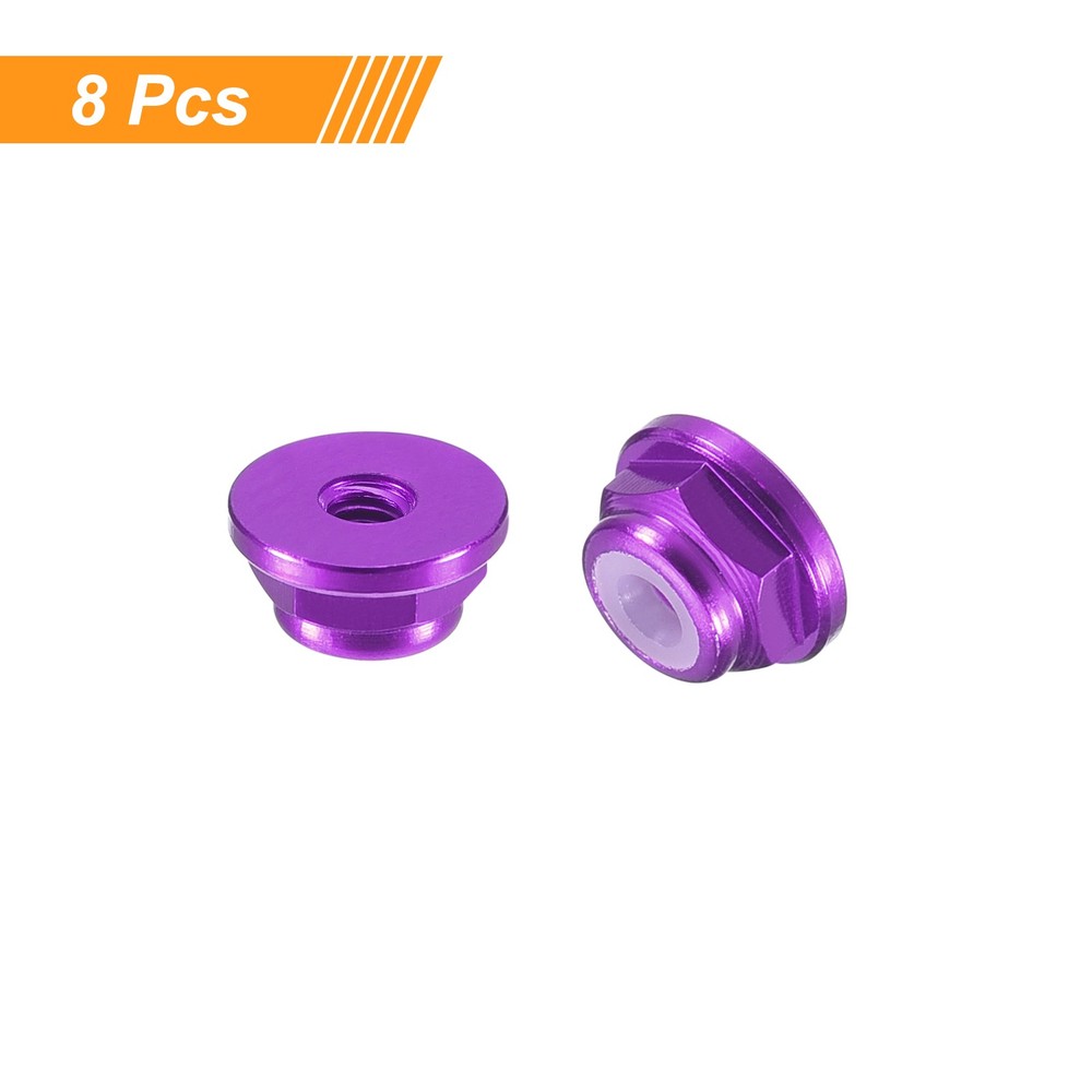 Nylon Insert Hex Lock Nuts, 8pcs - M2x0.4mm Self-Locking Nut(Purple)