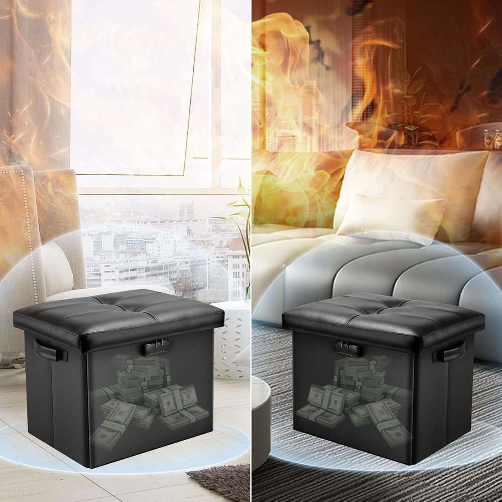 Water-Resistant Folding Ottoman with Security Lock: Ideal for Home Essentials