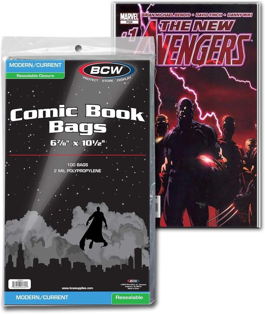 100 - BCW Current Modern Thick Resealable 2-Mil Polypropylene Comic Book Bags!