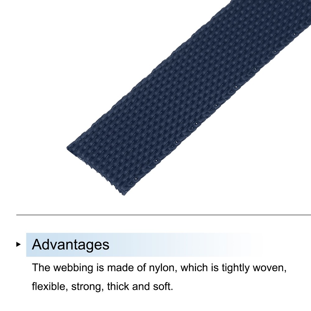 Nylon Webbing Strap Flat 3/8" 50 Yards Deep Blue for DIY Backpack Luggage-rack