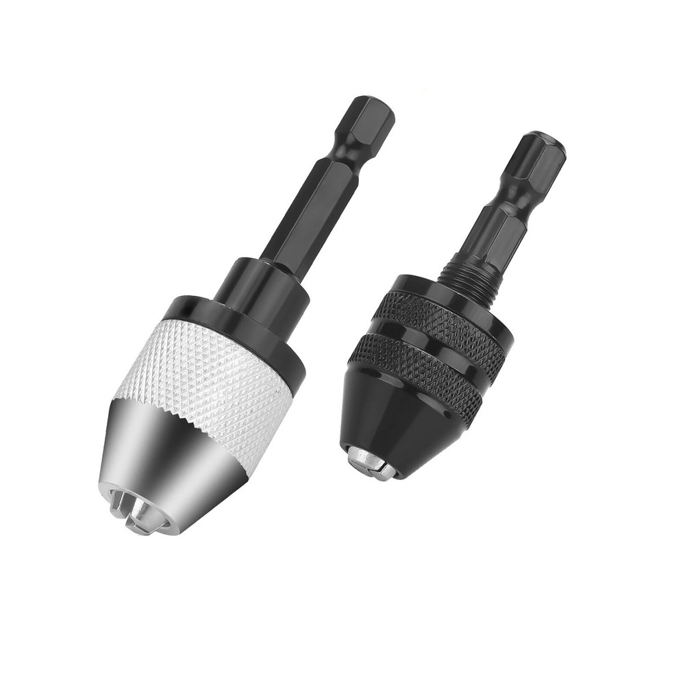 2x Keyless Chuck Adapter 1/4" Hex Shank For Power Tool Replacement Accessories