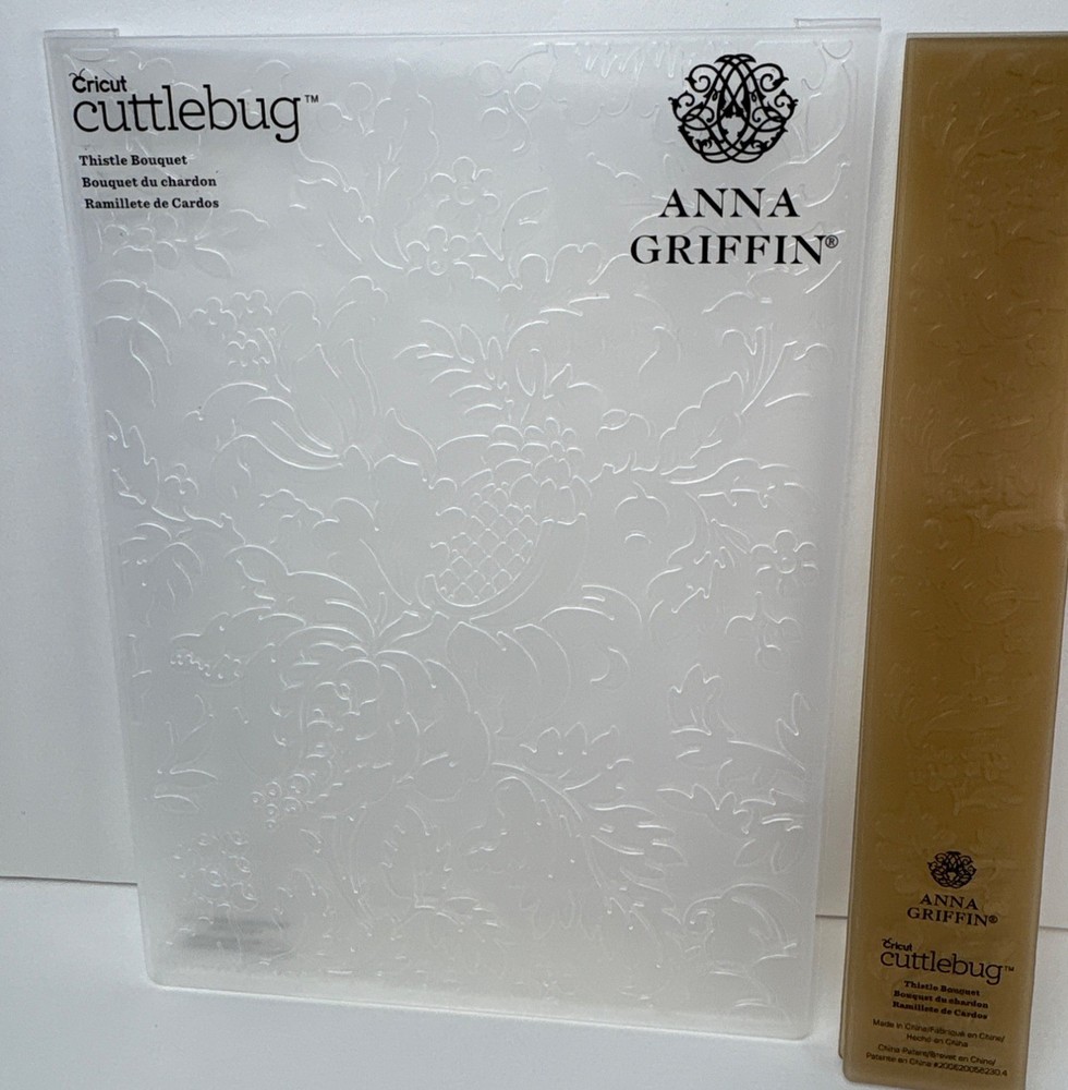 Anna Griffin Thistle Bouquet Embossing Folder w/Border Set Cricut Cuttlebug Scra