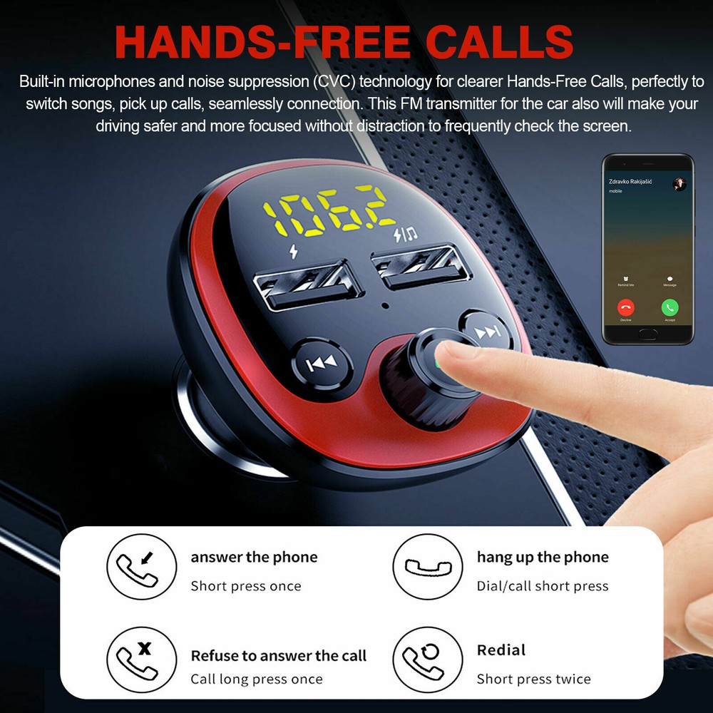 Bluetooth FM Transmitter MP3 Player for CAR Adapter Kit USB Charger Wireless