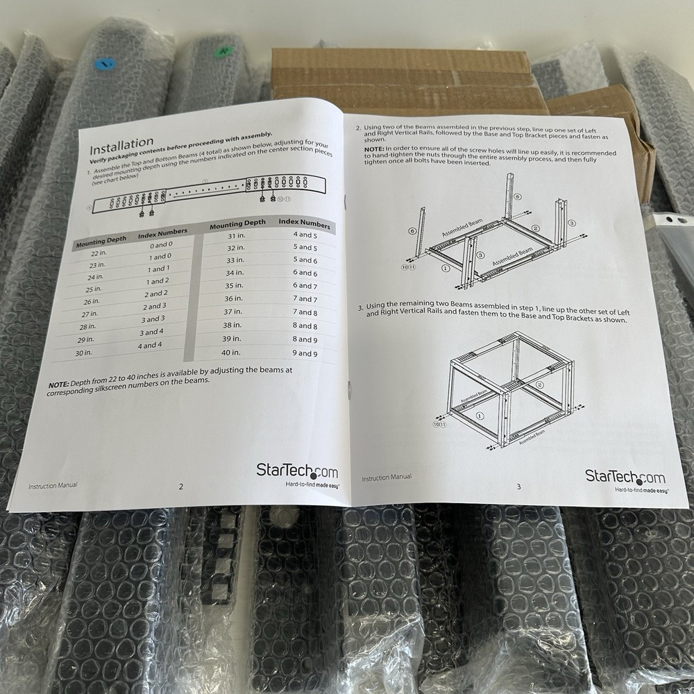StarTech 12U Adjustable Depth 4 Post Server/Network Rack - 4POSTRACK12U