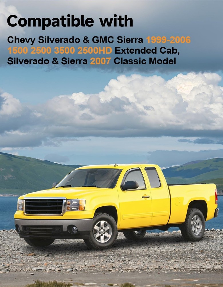 Extra-Thick Window Rain Guards Fit For Chevy Silverado/GMC Sierra 1999-2006 E...