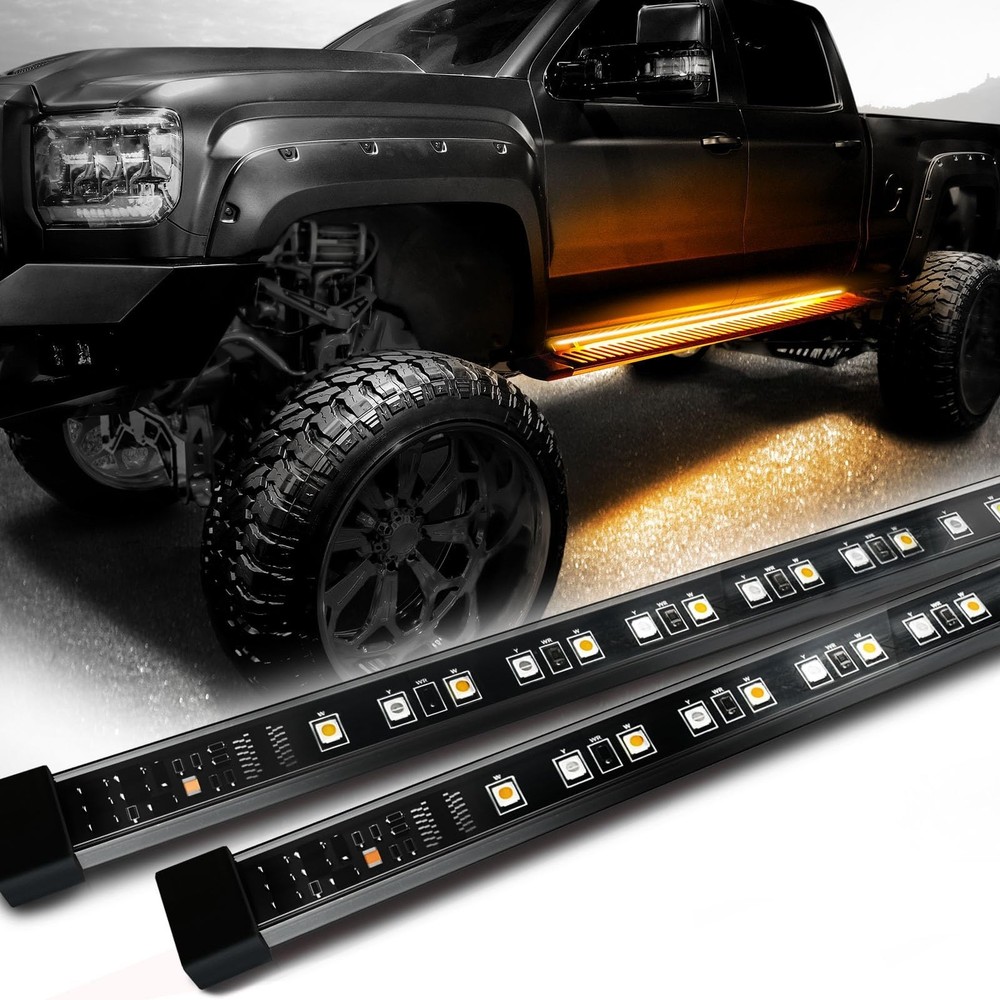 OPT7 Sidekick 78" Running Board Lights 2PCS LED Strips w/Sequential Amber Tur...
