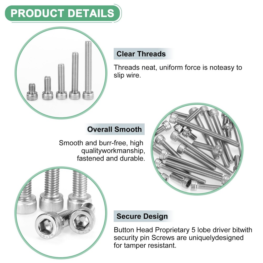 10-Pack Socket Head Cap Screws Bolts M6x80mm 1mm Pitch for Chainsaw [Silver]