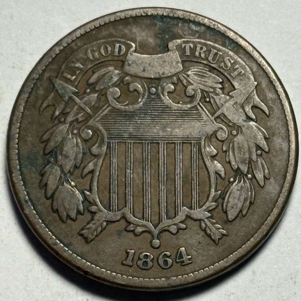 1864 Two Cent Piece — Circulated 🔥 Original Surfaces