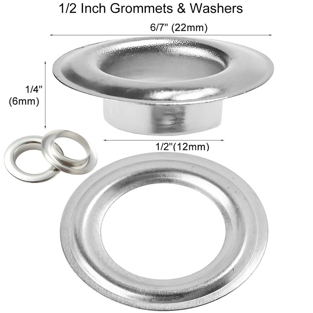 500 Grommet Kit #4 1/2" Inside Diameter Punch Setting Tool Metal Eyelets+Washer