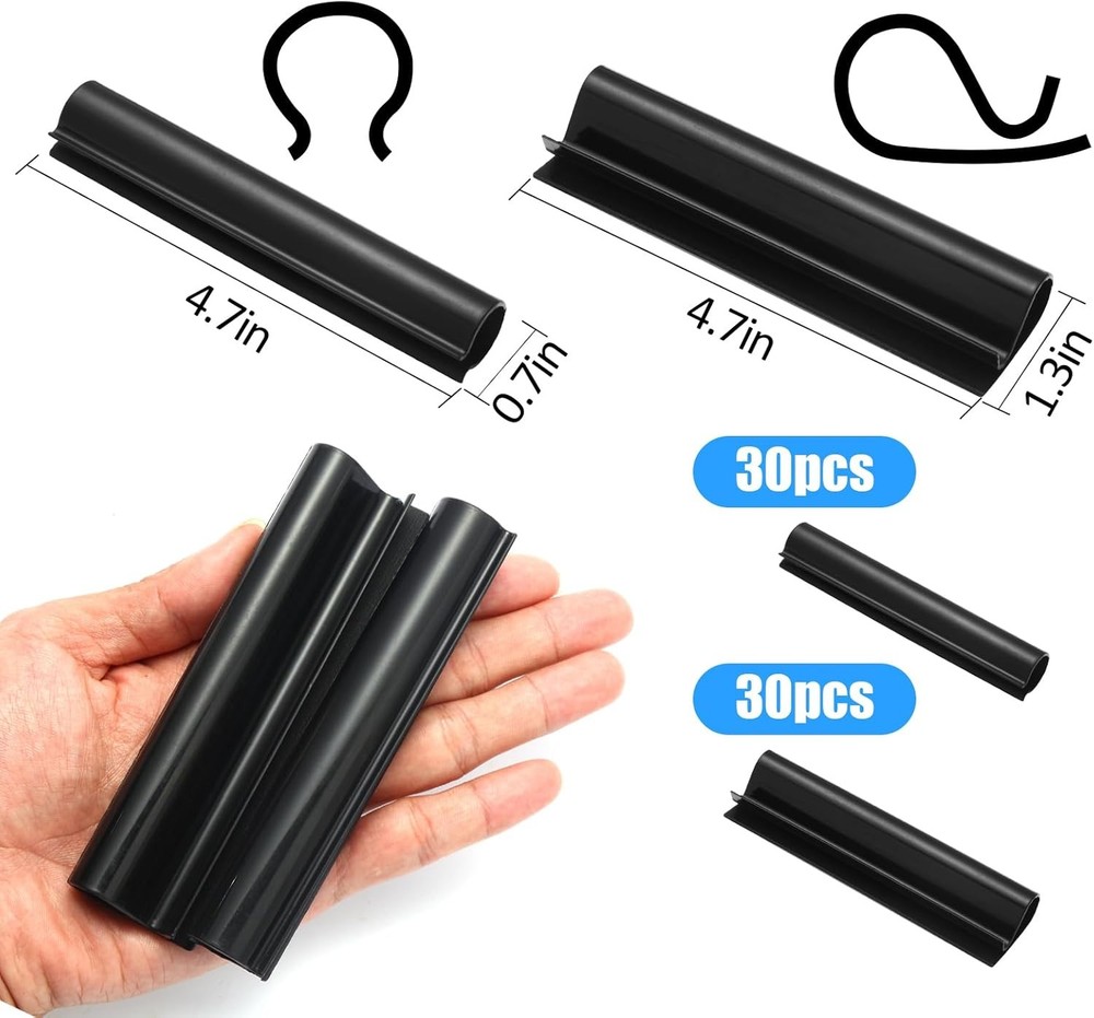 60Pcs Winter Pool Cover Clips 4.7 x 1.2 x 0.63 inch, Black-60 pcs cover clips