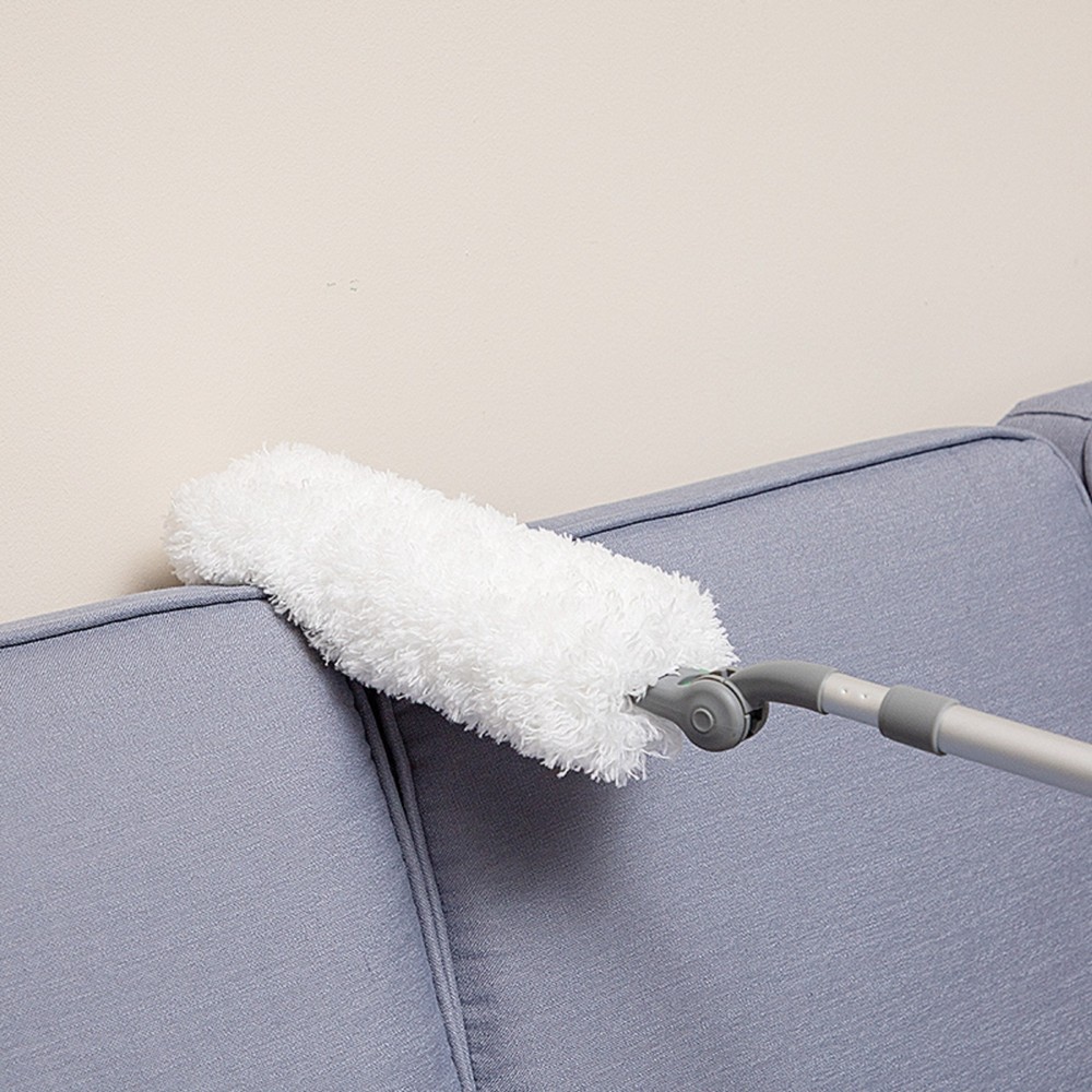 Long Handle Duster with Extension - Reusable & Easy Home Cleaning Tool, White
