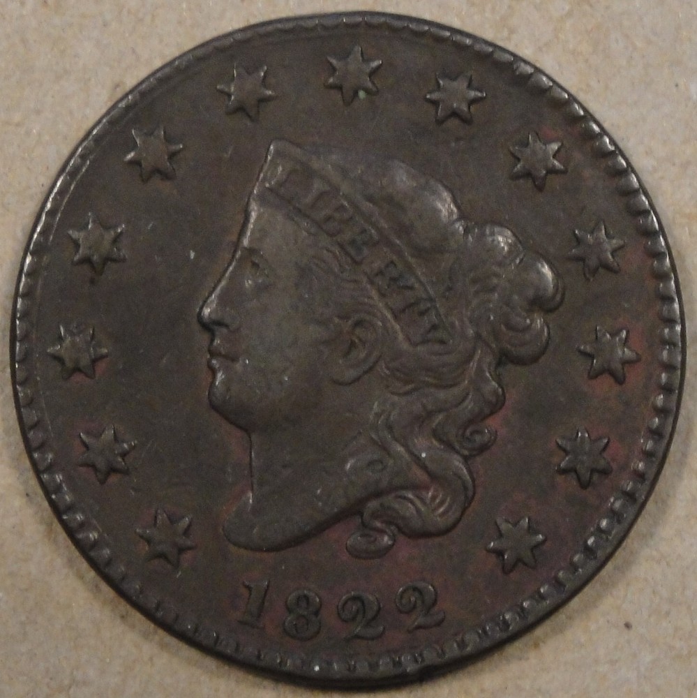 1822 Coronet Large Cent VF