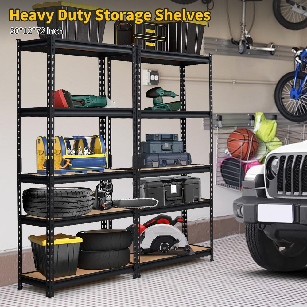 Storage Shelving Unit Garage Utility Storage Rack 5-Tier Adjustable 2000lbs Load
