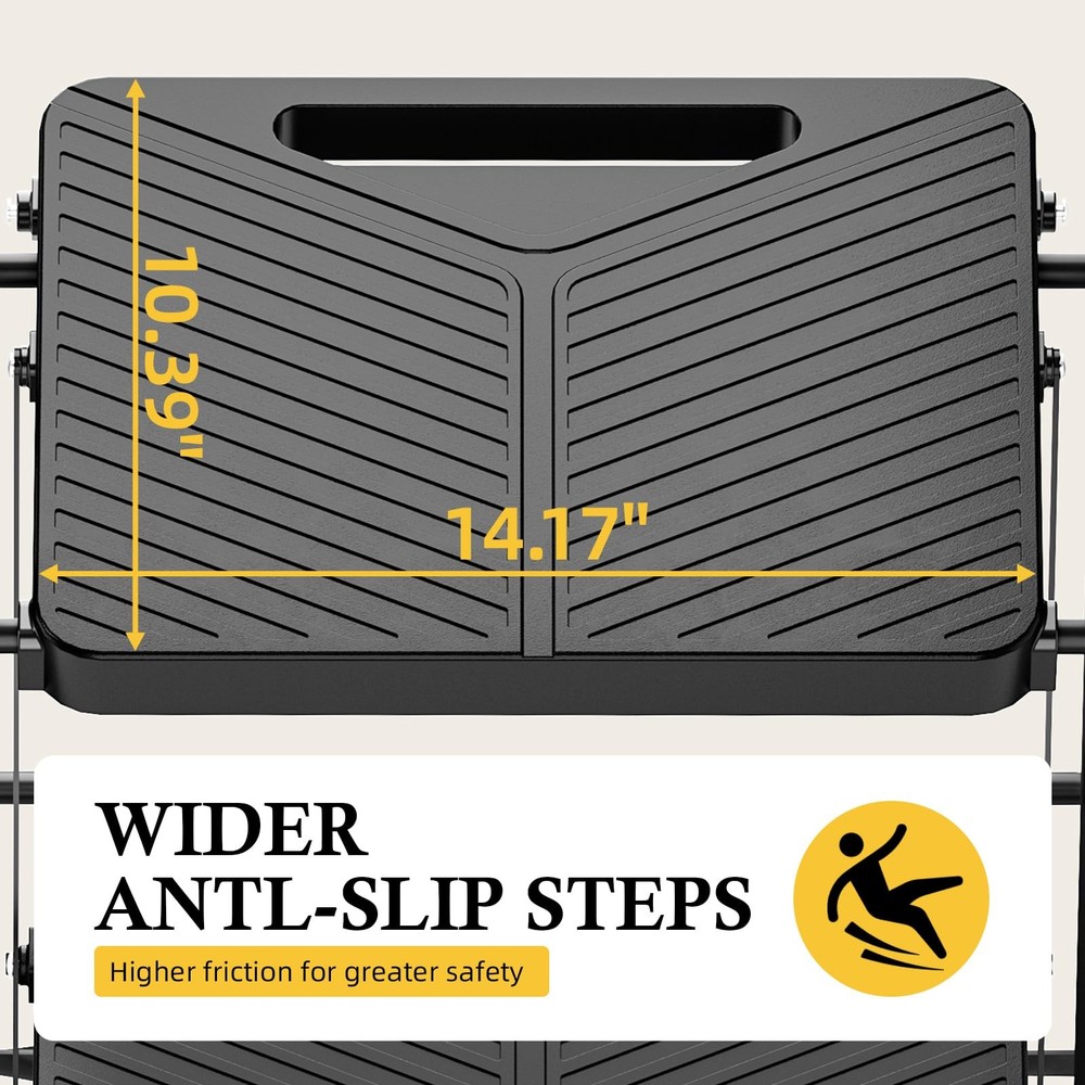 Urackify 2 Step Ladder, Portable Folding Ladder for 2 Black