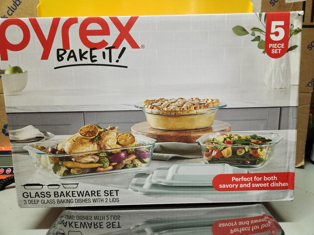 Pyrex Deep Glass Baking Dish Set, 5-Piece