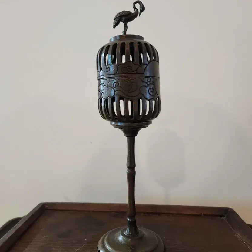 Vintage Bronze Crane Incense Burner