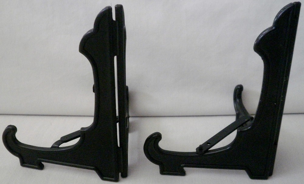 2 - 5” Black Plastic Folding Display Picture Plate Dish Easel Stand