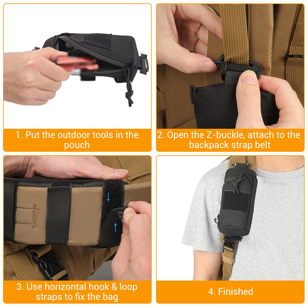 2 PCS Tactical Molle Pouch Backpack Shoulder Strap Accessory Pack Sundries Bags