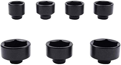7-Piece Oil Filter Socket Set Includes Black Aluminium