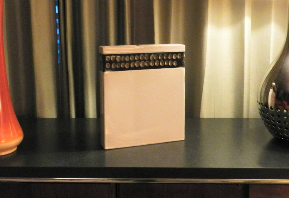 Mid- Century Ceramic Slab Square Vase Solid