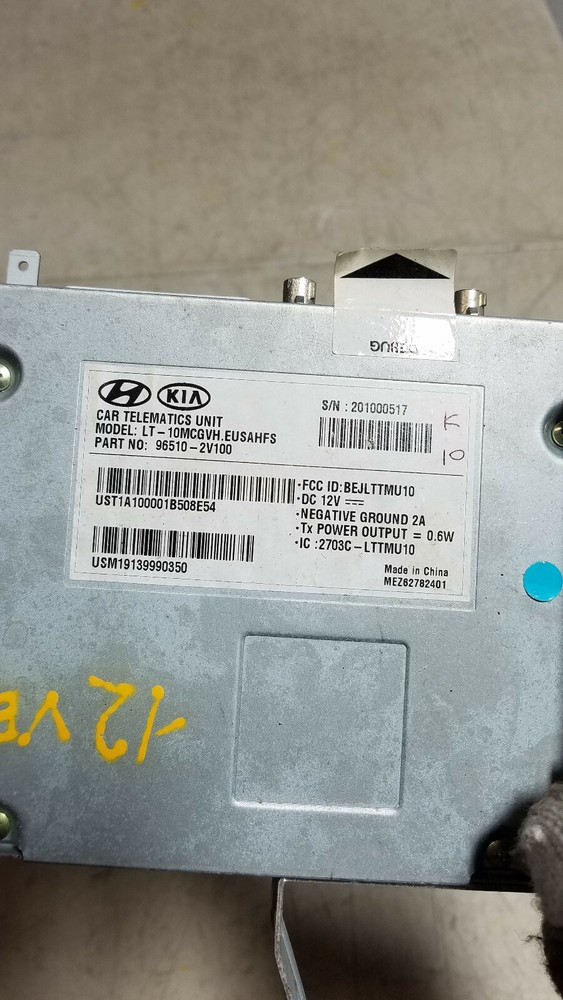 2012 HYUNDAI VELOSTER COMMUNICATION TELEMATICS MODULE 96510-2V100 OEM